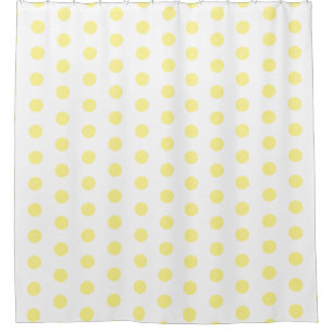 Happy Joyful Cheerful Yellow Polkadots on White Shower Curtain