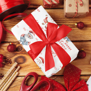 Happy Joyful Santa Claus Ho Ho Ho Merry Christmas Wrapping Paper