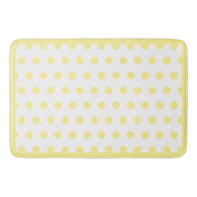 Happy Joyful Yellow Polkadots Yellow Border Bath Mat (Front)