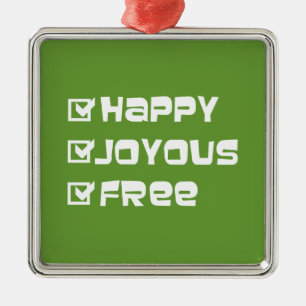 Happy Joyous Free Metal Tree Decoration