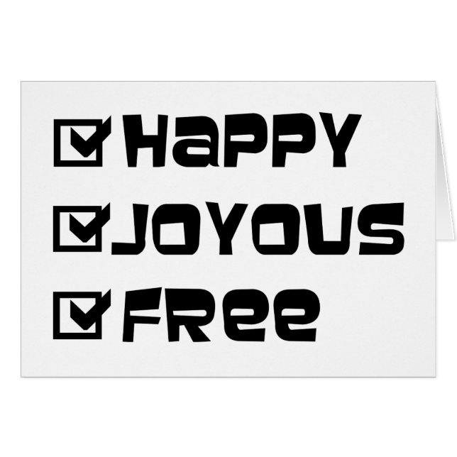 Happy Joyous Free Slogan Quote Fun Text Graphic (Front Horizontal)