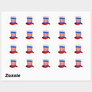 Happy July 4th American flag hat Classic Round Sticker