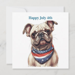 Happy July 4th Bulldog Holiday Card