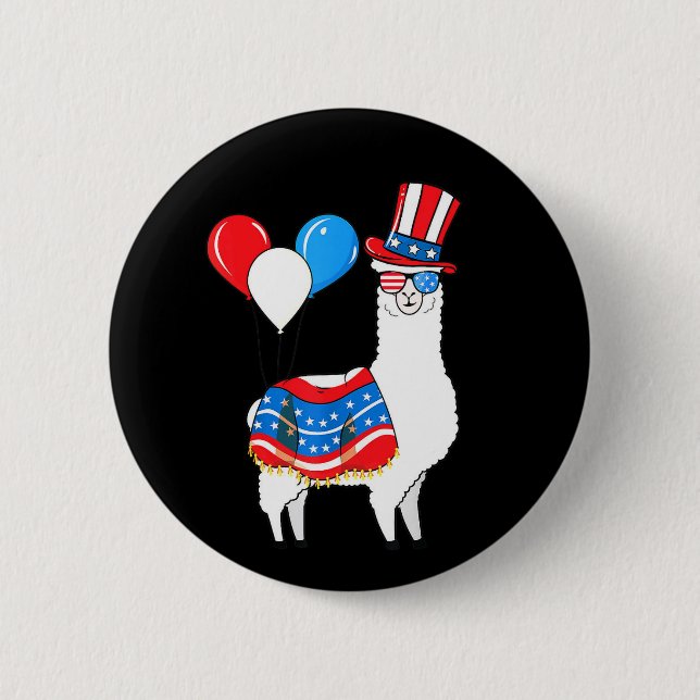 Happy July 4th Llama button (Front)