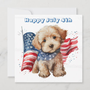 Happy July 4th puppy Holiday Card