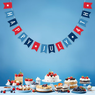 Happy July 4th Red White Blue Letter Bunting