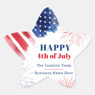 Happy July 4th USA Independence Day Business Star Sticker