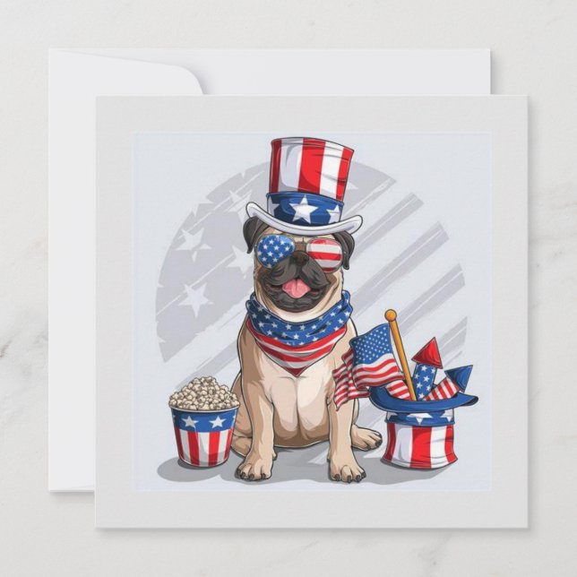 Happy July fourth dog Holiday Card (Front)