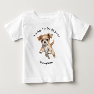Happy Jumping Dog Art – Happy  Baby T-Shirt