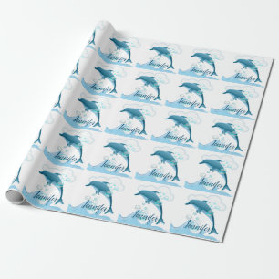 Happy Jumping Dolphin with Bubbles Wrapping Paper