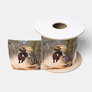 Happy Jumping Elephant,  Satin Ribbon