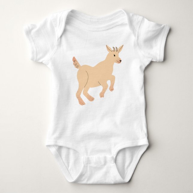 Happy Jumping Goat Kid Baby Bodysuit (Front)