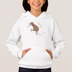 Happy jumping kiwi with bow tie cartoon design