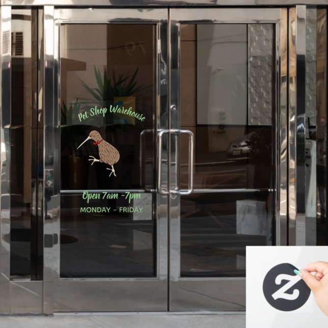 Happy jumping kiwi with bow tie cartoon design  (Office Door)