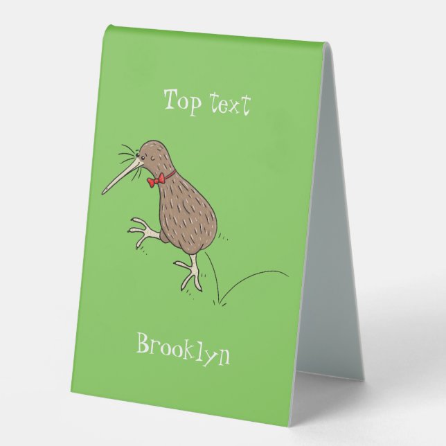 Happy jumping kiwi with bow tie cartoon design (Front)