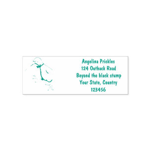 Happy jumping kiwi with bow tie cartoon design self-inking stamp
