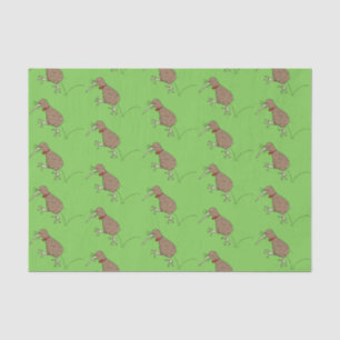 Happy jumping kiwi with bow tie cartoon design tissue paper
