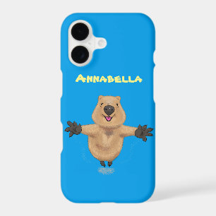 Happy jumping quokka cartoon design