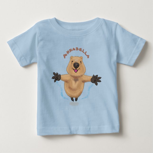 Happy jumping quokka cartoon design baby T-Shirt (Front)