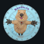 Happy jumping quokka cartoon design dartboard<br><div class="desc">For quokka lovers! This happy quokka jumping cartoon design and is great fun.</div>
