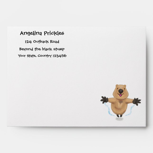 Happy jumping quokka cartoon design envelope (Front)