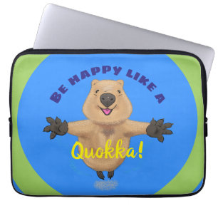 Happy jumping quokka cartoon design laptop sleeve