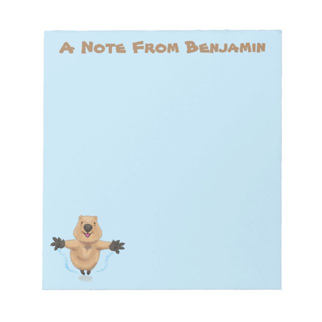 Happy jumping quokka cartoon design notepad (Front)