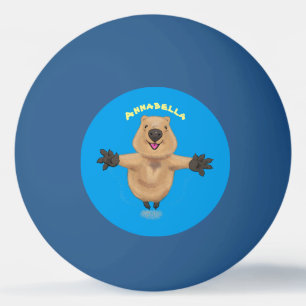 Happy jumping quokka cartoon design  ping pong ball