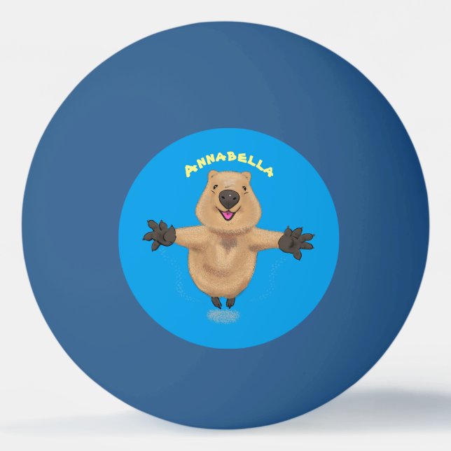 Happy jumping quokka cartoon design  ping pong ball (Front)