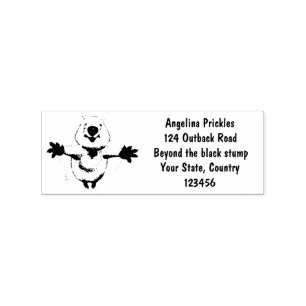 Happy jumping quokka cartoon design rubber stamp