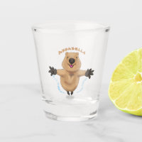 Happy jumping quokka cartoon design