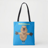 Happy jumping quokka cartoon design