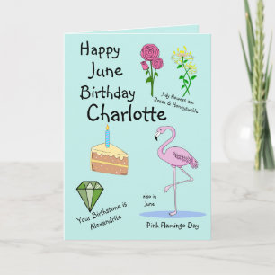 Happy June Birthday Folded Greeting Card