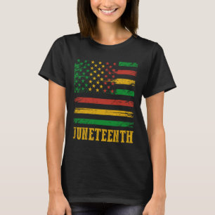 Happy Juneteenth 1865 American Flag Melanin Black T-Shirt
