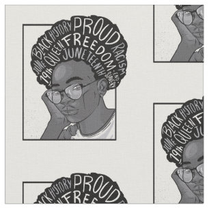 happy juneteenth african black girl fabric