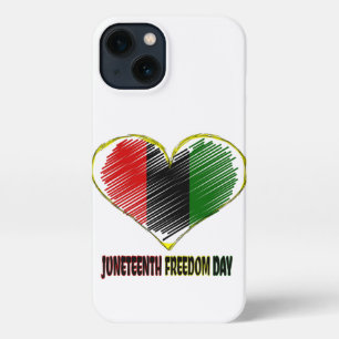 happy juneteenth african flag heart iPhone 13 case