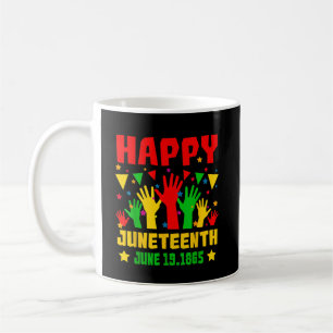 Happy Juneteenth Black Red Green Yellow Hands Coffee Mug