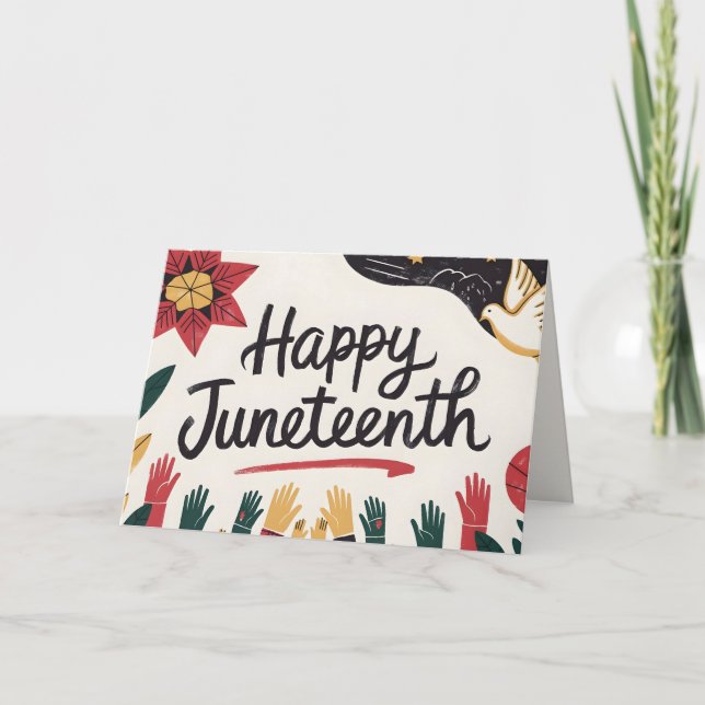 Happy Juneteenth Colourful Freedom Day Design Card (Front)