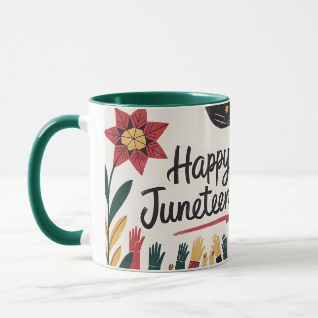 Happy Juneteenth Colourful Freedom Day Design Mug (Left)
