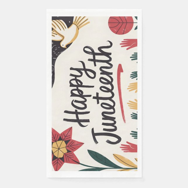 Happy Juneteenth Colourful Freedom Day Design Napkin (Front)