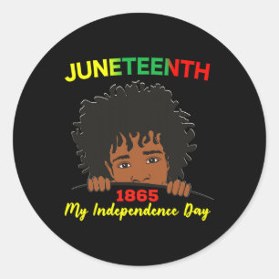 Happy Juneteenth Independence Teen Youth Afro Locs Classic Round Sticker