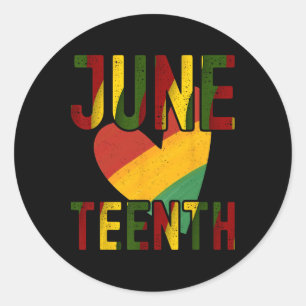 Happy Juneteenth Is My Independence Day Free Black Classic Round Sticker
