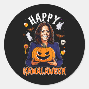 Happy Kamalaween Pumpkin Harris Halloween Usa Elec Classic Round Sticker