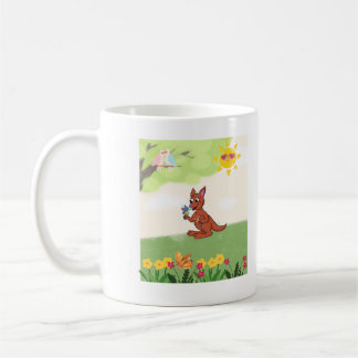 Happy kangaroo in the forest coffee mug
