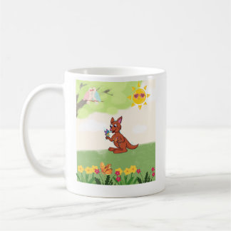 Happy kangaroo in the forest coffee mug