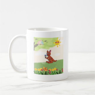 Happy kangaroo in the forest coffee mug
