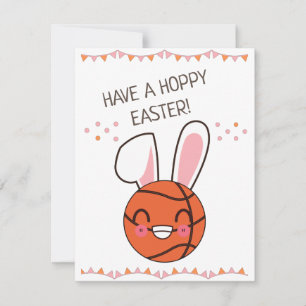 Happy Kawaii Basketball Rabbit Bunny Happy Easter Holiday Card