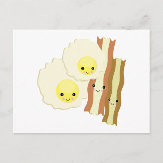 happy kawaii  breakfast postcard