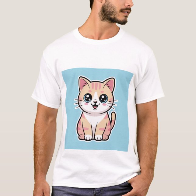Happy Kawaii Cat Smiling Big - Pastel Kitten ✨🐾 T-Shirt (Front)