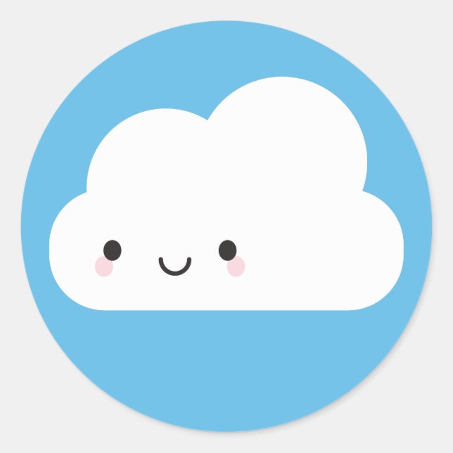 Happy Kawaii Cloud Classic Round Sticker (Front)